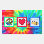 Peace, Love, Bees Rectangle Stickers