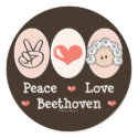Peace Love Beethoven Stickers