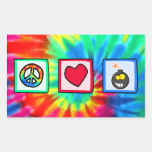 Peace, Love, Bombs Rectangular Stickers