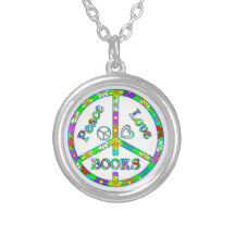 Peace Love Books Necklace