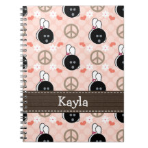 Peace Love Bowl Bowling Spiral Notebook Journal