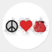 Peace Love Box Emblem Round Sticker