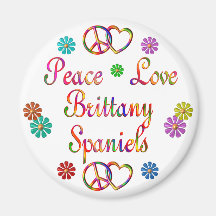 PEACE LOVE BRITTANY SPANIELS MAGNET