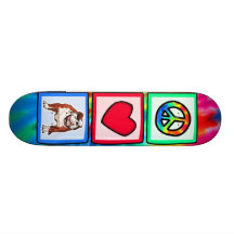 Peace, Love, Bulldogs Skateboard Deck