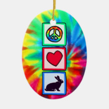 Peace, Love, Bunnies Christmas Tree Ornaments