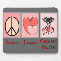 Peace Love Cardiac Nurse Mousepads