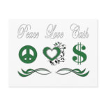 Peace Love Cash Postcard