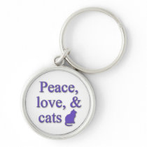 Peace, love, & cats key chain