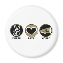 Peace Love Cheer Black/Gold Refrigerator Magnets
