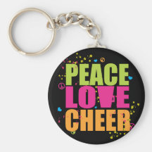 Peace Love Cheer- Black Keychain