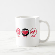 Peace Love Cheer Red Coffee Mugs