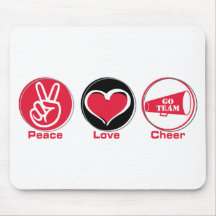 Peace Love Cheer Red Mouse Pads