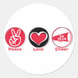 Peace Love Cheer Red Sticker