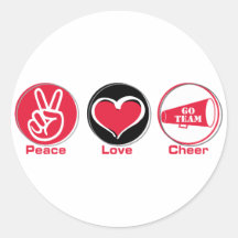 Peace Love Cheer Red Sticker