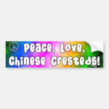 Peace Love Chinese Cresteds Bumper Sticker