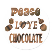 Peace Love Chocolate Round Stickers