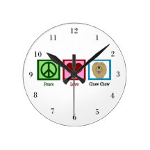 Peace Love Chow Chow Wall Clock