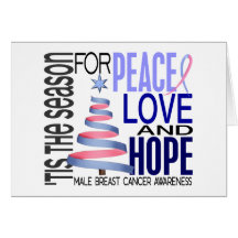 Peace Love Christmas Holiday Male Breast Cancer Card