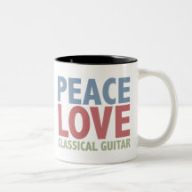 Peace Love Classical Guitar Coffee Mugs