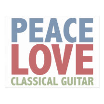 Peace Love Classical Guitar Post Card