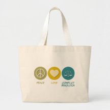 Peace Love Conflict Resolution Tote Bags
