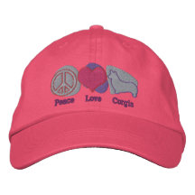 Peace Love Corgis Embroidered Hat (Pink & Purple)