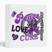 Peace Love Cure 2 Alzheimer's Disease 3 Ring Binder