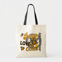 Peace Love Cure 2 Appendix Cancer Canvas Bags