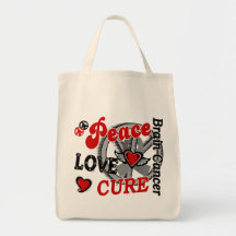 Peace Love Cure 2 Brain Cancer Canvas Bag