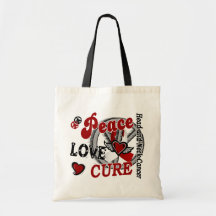 Peace Love Cure 2 Head Neck Cancer Tote Bags