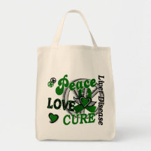 Peace Love Cure 2 Liver Disease Tote Bag