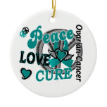 Peace Love Cure 2 Ovarian Cancer Christmas Tree Ornament