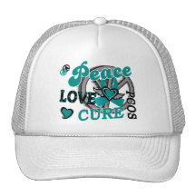 Peace Love Cure 2 PCOS Polycystic Ovarian Syndrome Hats