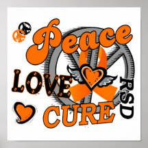 Peace Love Cure 2 RSD Reflex Sympathetic Dystrophy Poster