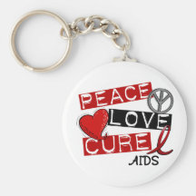 Peace, Love, Cure AIDS Key Chain