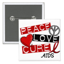 Peace, Love, Cure AIDS Pinback Button