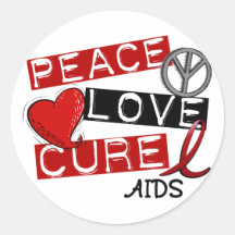 Peace, Love, Cure AIDS Sticker