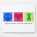 Peace Love Cure Bipolar Disorder mousepads