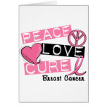 PEACE LOVE CURE BREAST CANCER GREETING CARDS