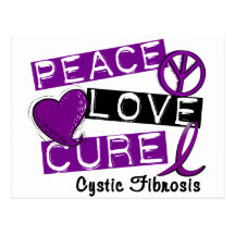 PEACE LOVE CURE CYSTIC FIBROSIS POSTCARDS