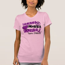 PEACE LOVE CURE CYSTIC FIBROSIS t-shirts