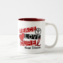 PEACE LOVE CURE HEART DISEASE COFFEE MUGS