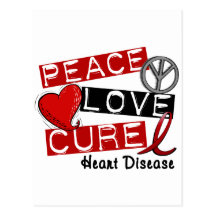 PEACE LOVE CURE HEART DISEASE POSTCARDS