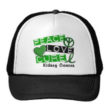 PEACE LOVE CURE KIDNEY CANCER (Green) Mesh Hat