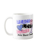 Peace Love Cure Male Breast Cancer mugs