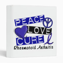 Peace Love Cure Rheumatoid Arthritis RA 3 Ring Binders