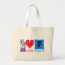 PEACE LOVE CYCLE TOTE BAG