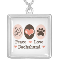 Peace Love Dachshund Necklace