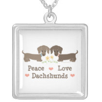 Peace Love Dachshunds Necklace