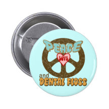 Peace Love Dental Floss Vintage Buttons